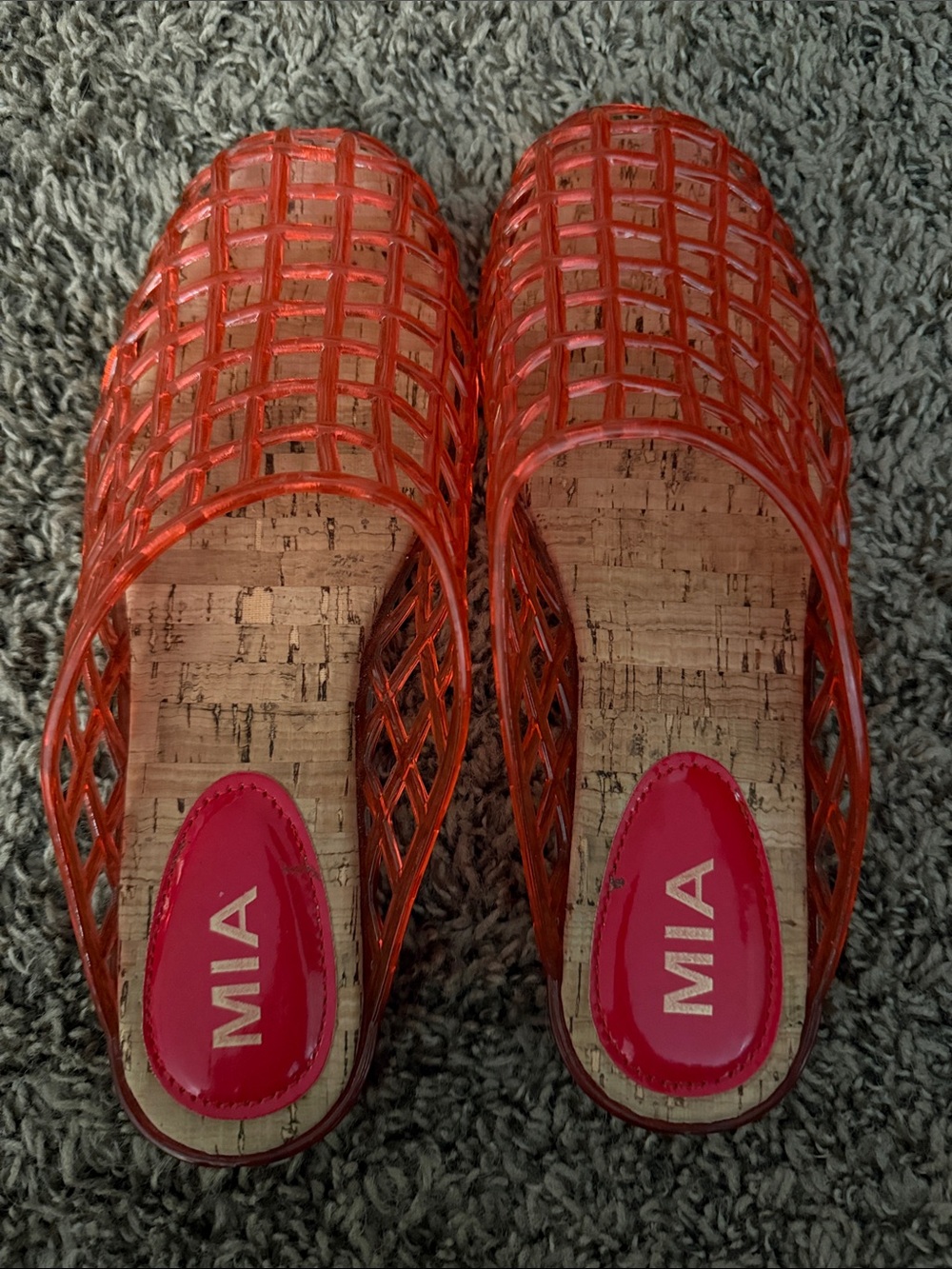 MIA Red Jellies Mules fits size 7